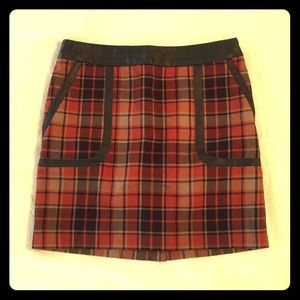 Plaid Skirt with Vegan Leather Details